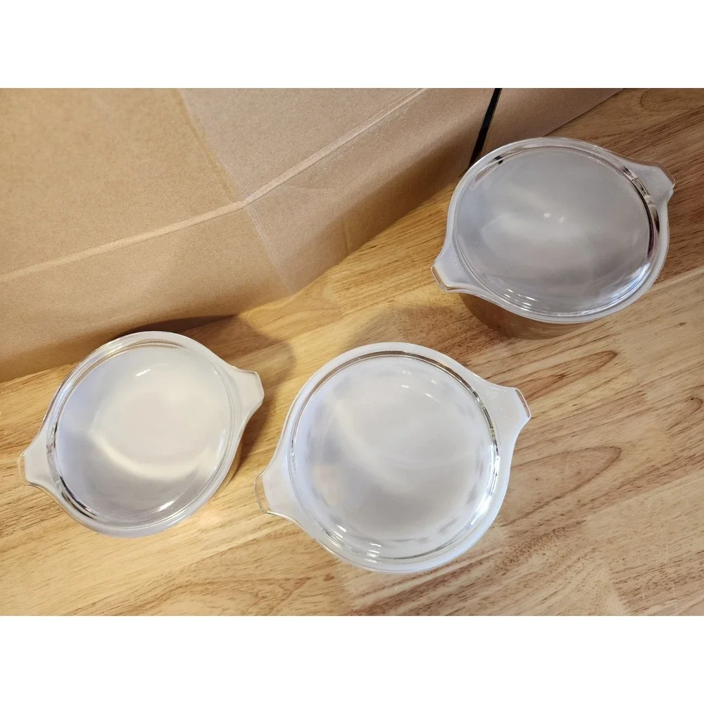 Vtg Set of 6 Pyrex Early American Covered Nesting Casserole Dishes with Lids